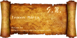 Ivanov Mária névjegykártya